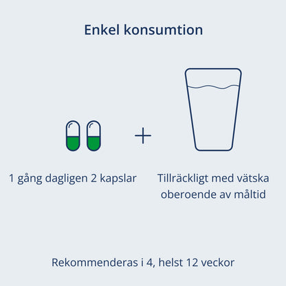 2 kapslar och ett glas vätska